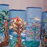 Blue Needlepoint Torah Covers
