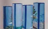 Blue Needlepoint Torah Covers