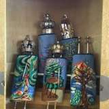 Blue Needlepoint Torah Covers
